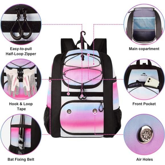 Softball Bag,Lightweight Baseball Bat Backpack with ShoeCompartment,Baseball Bag - Picture 2 of 6